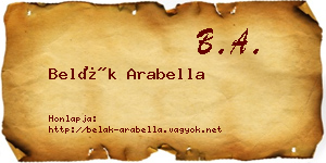 Belák Arabella névjegykártya